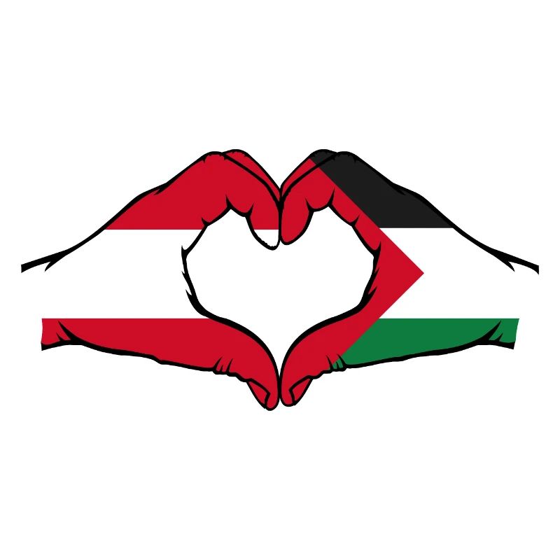Austria Palestine heart shape with hands