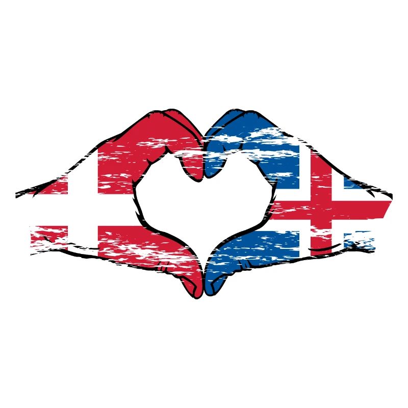 Danemark Islande forme de coeur avec des mains utilisées