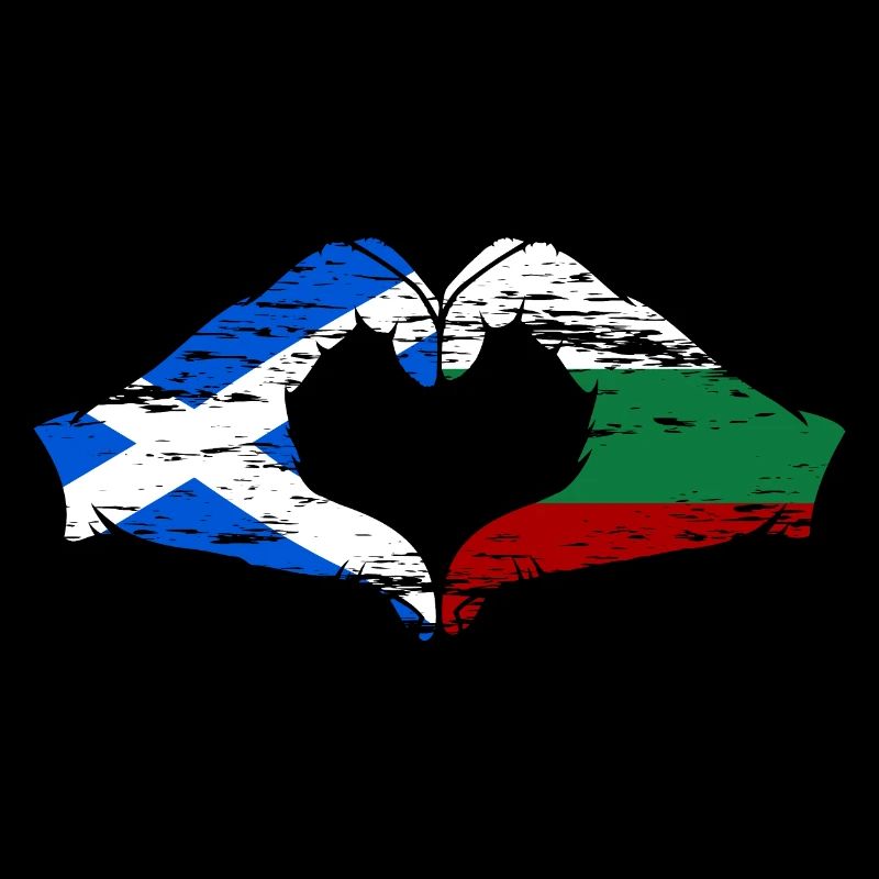 Ecosse Bulgarie Drapeau Mains Coeur Forme Utilisé