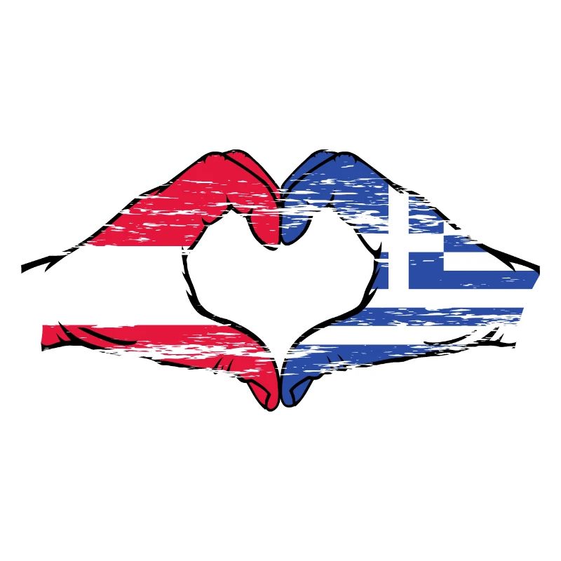 Autriche Grèce Drapeau Mains Coeur