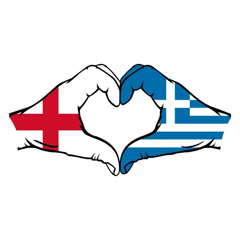 Angleterre Grèce Drapeau Mains Coeur Forme