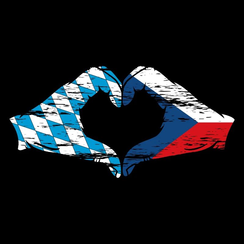 Bavière République Tchèque Drapeau Mains Coeur Utilisé