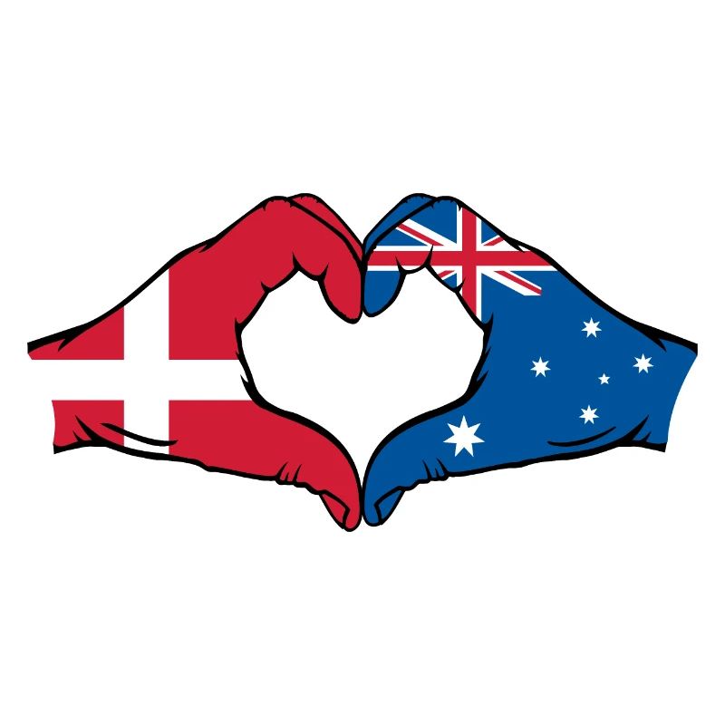 Denmark Australia Flag Heart Shape
