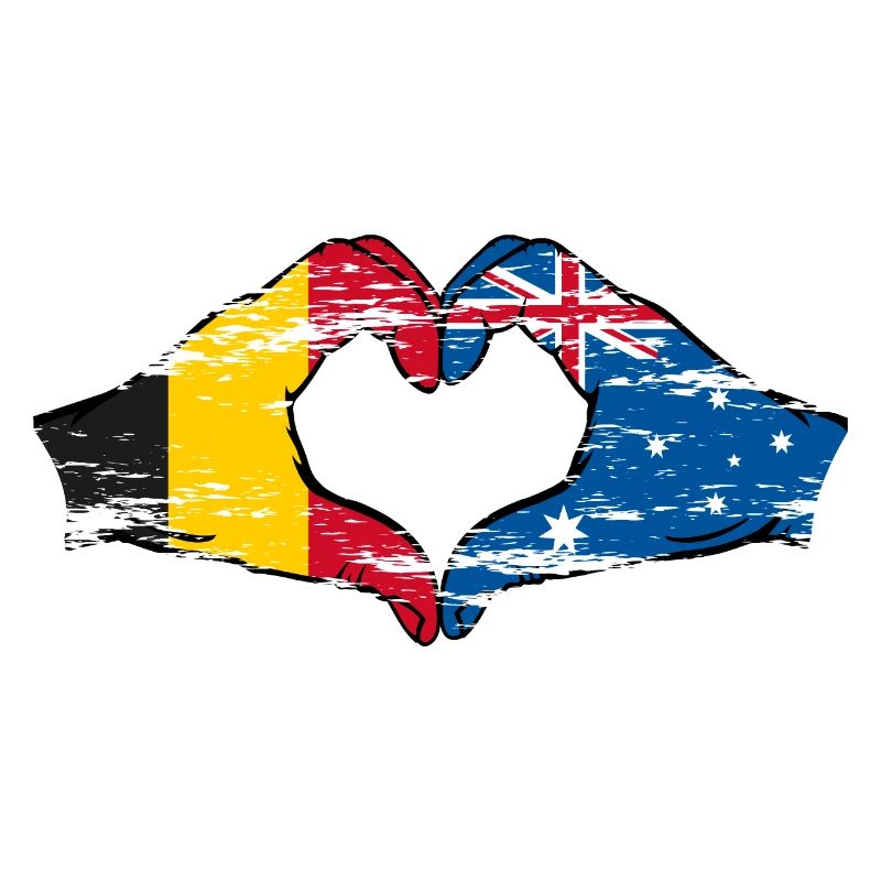 Belgique Australie Drapeau Forme de cœur utilisée