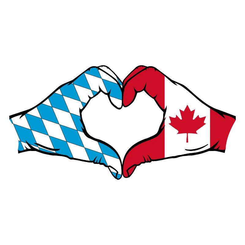 Mains du drapeau du Canada de la Bavière en forme de coeur