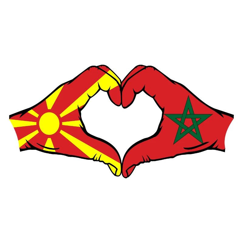 Macedonia Morocco Flag Hands Heart Shape