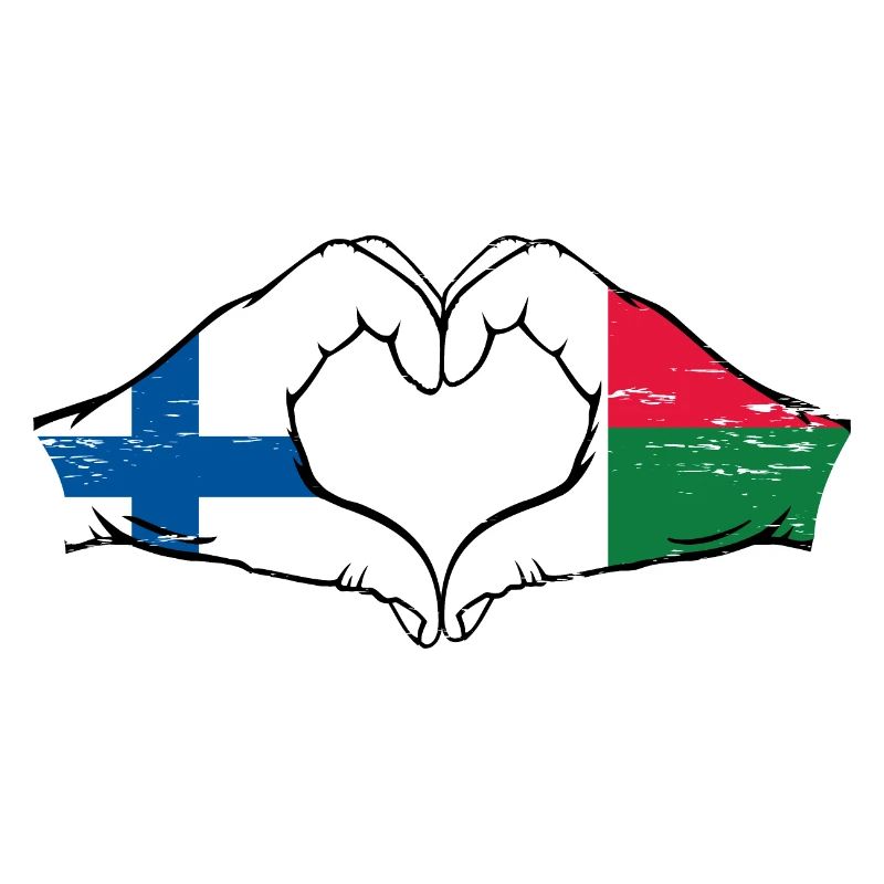 Finlande Madagascar drapeau mains forme coeur utilisé