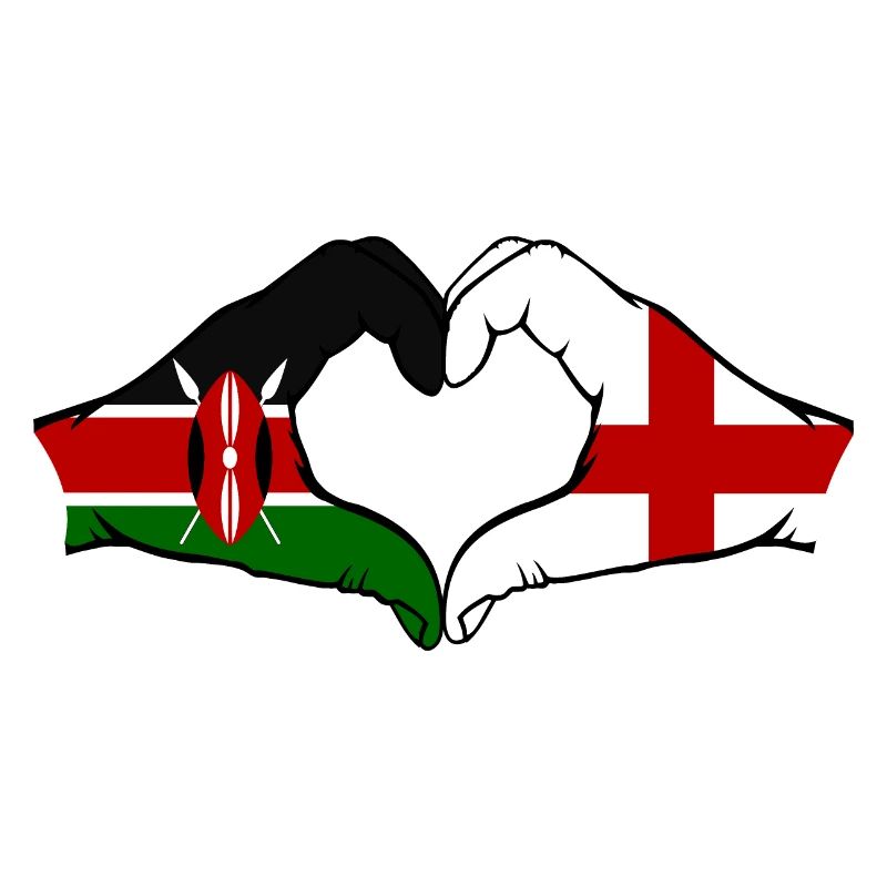 Kenya Angleterre mains en forme de coeur