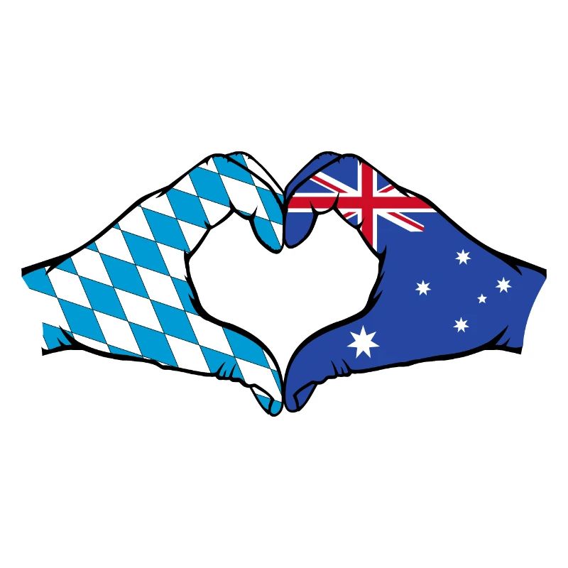 Bavière Australie Drapeau Mains Coeur Forme