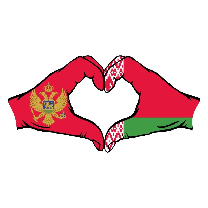 Monténégro Biélorussie Drapeau Mains Coeur Forme
