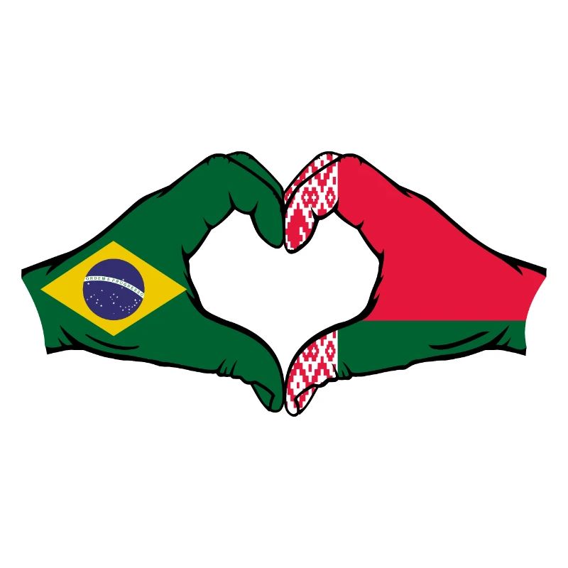 Brésil Biélorussie Drapeau Mains Coeur Forme