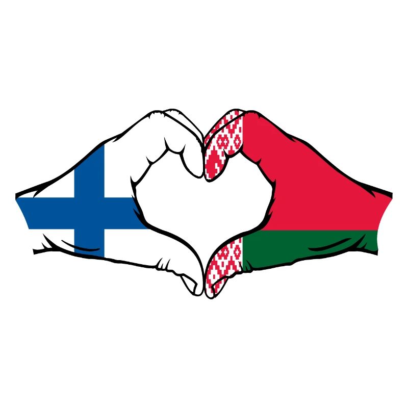 Finlande Biélorussie Drapeau Mains Coeur Forme