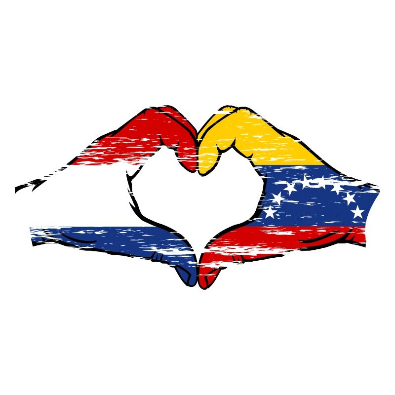 Drapeau Hollande Venezuela mains forme de coeur utilisé