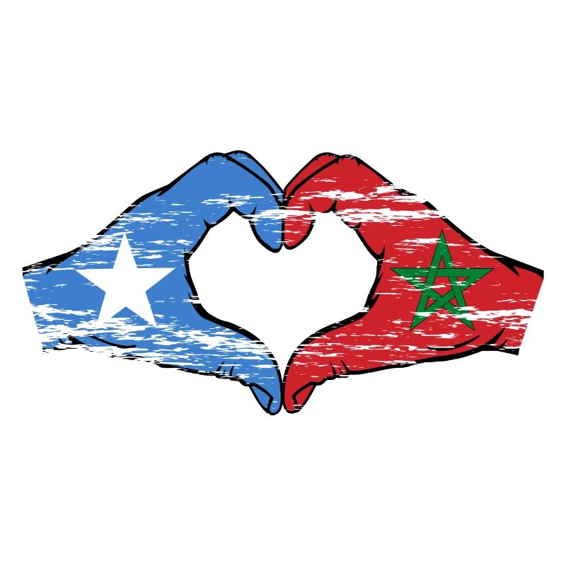 Somalie Maroc Drapeau Mains Coeur Forme Utilisé
