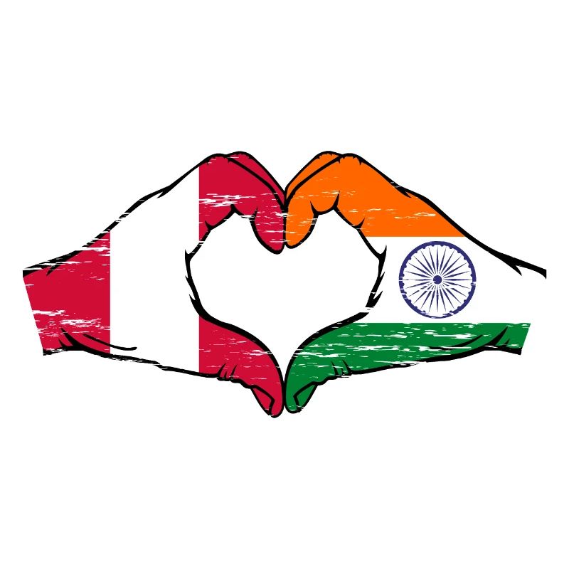 Pérou Inde drapeau mains forme de coeur utilisé