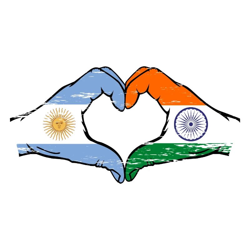 Argentine Inde drapeau mains forme de coeur utilisé