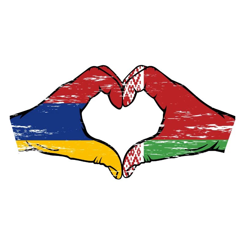 Arménie Biélorussie Drapeau Mains Coeur Forme Utilisé