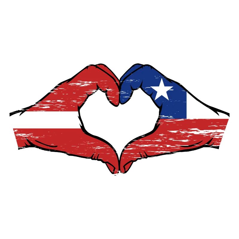 Lettonie Chili drapeau mains forme de coeur utilisé