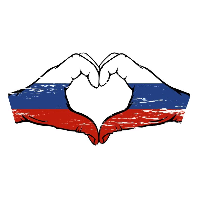 Drapeau de la Russie Mains Coeur Forme Utilisé