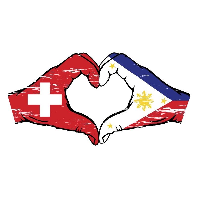 Suisse Philippines Drapeau Mains Coeur Forme Utilisé