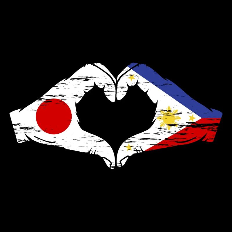 Japon Philippines drapeau mains forme de coeur utilisé