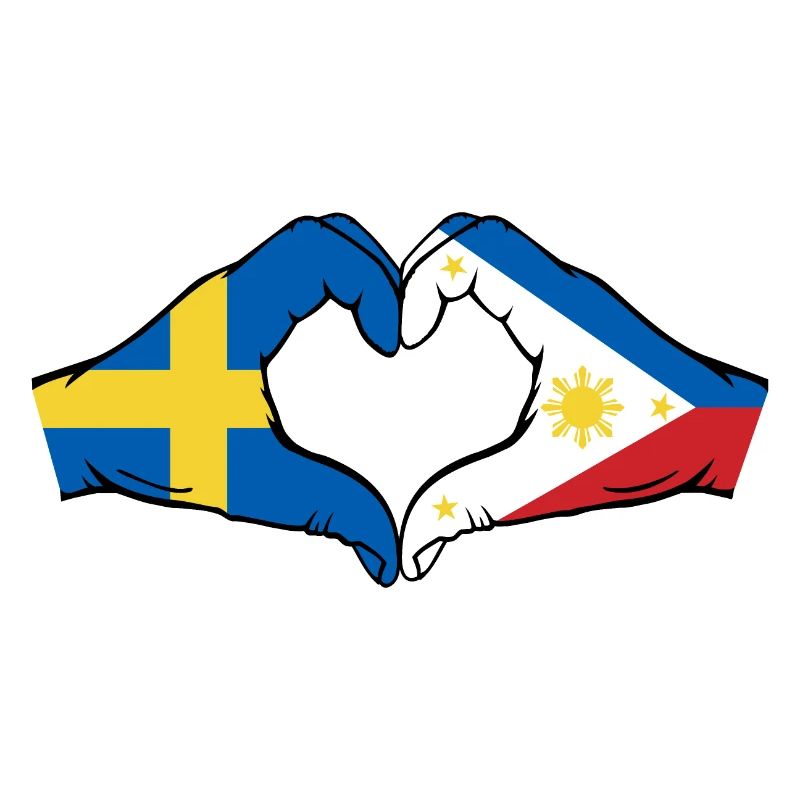 Suède Philippines Drapeau Mains Coeur Forme