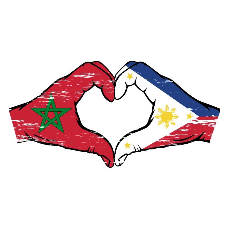 Maroc Philippines drapeau mains coeur utilisé