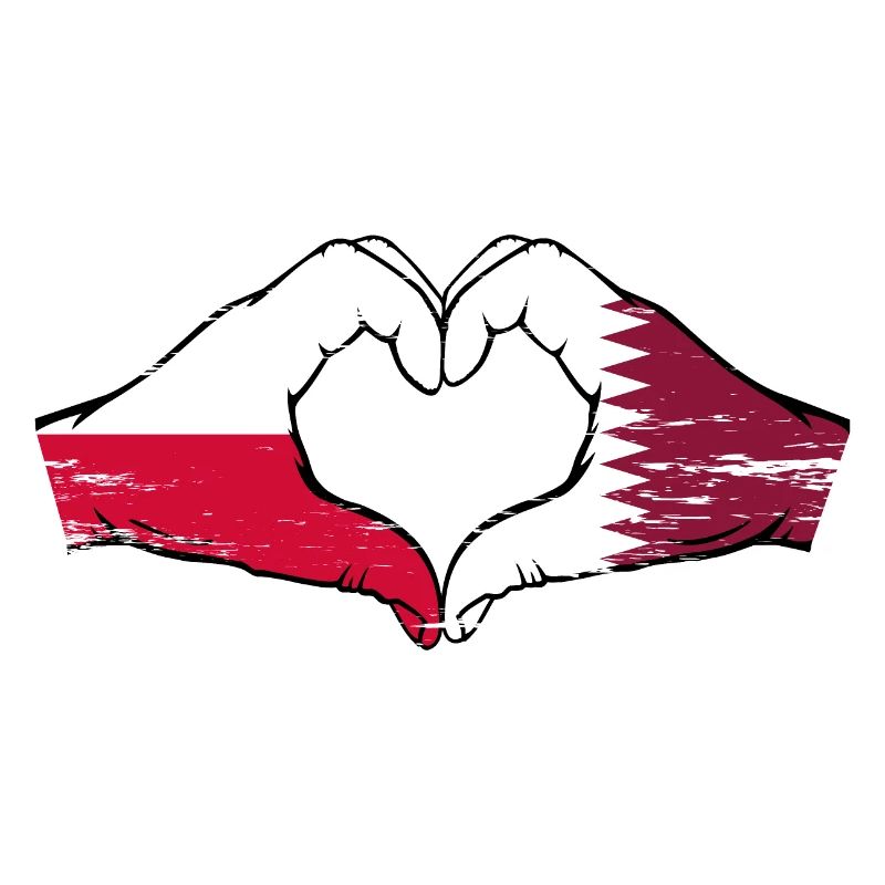 Pologne Qatar drapeau mains forme de coeur utilisé