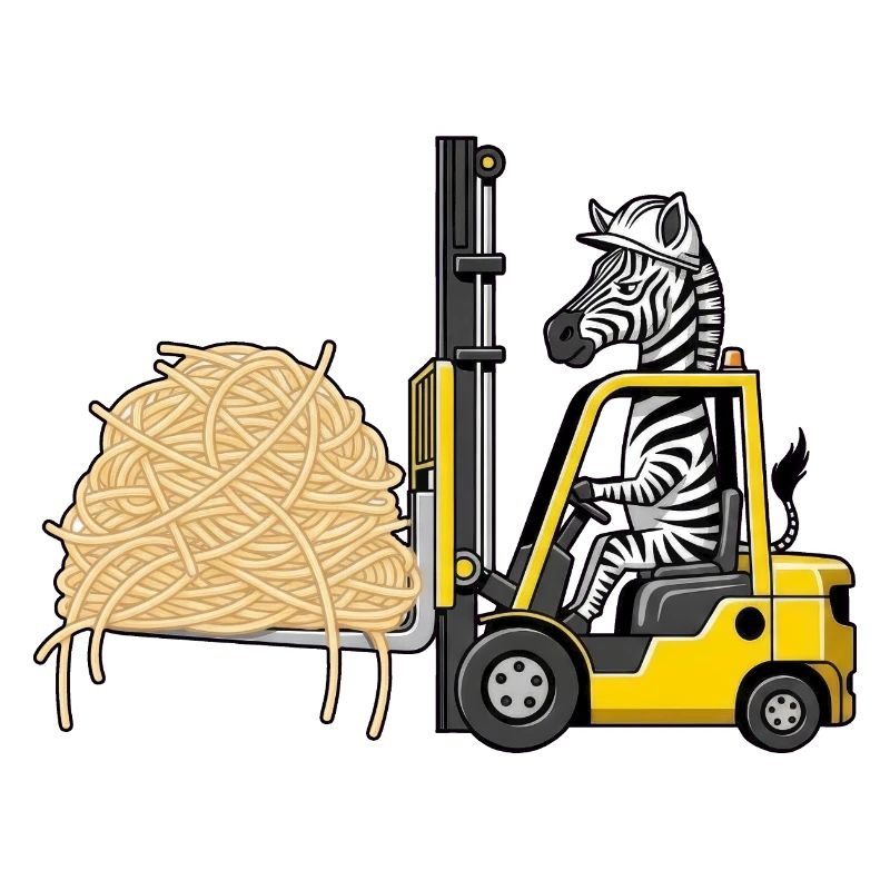 Funny Zebra Forklift Driver Spaghetti Italian
