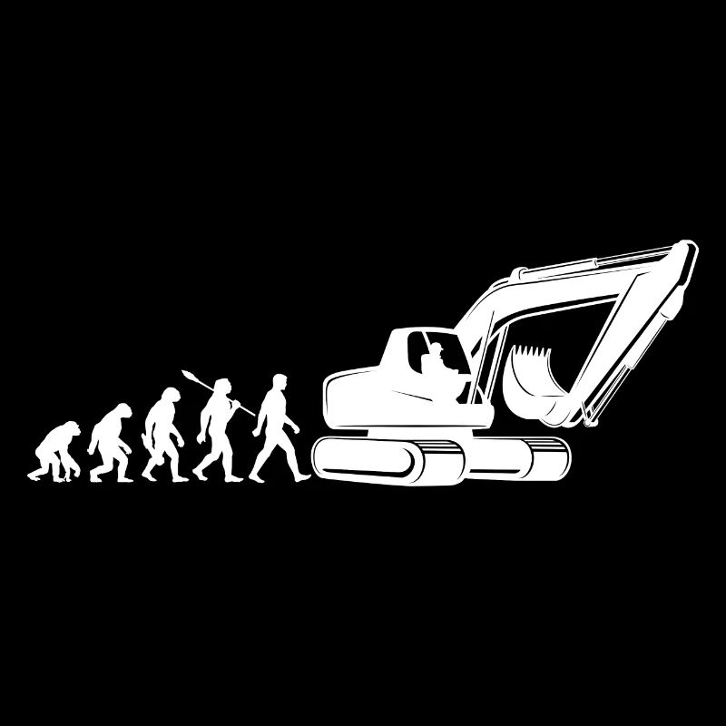 Evolution - driving an excavator - construction site, construction worker