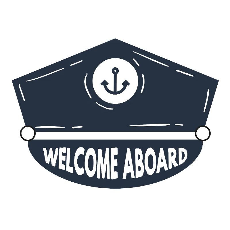 Nautic Design Welcome Aboard Anchor Patch Cap Navy