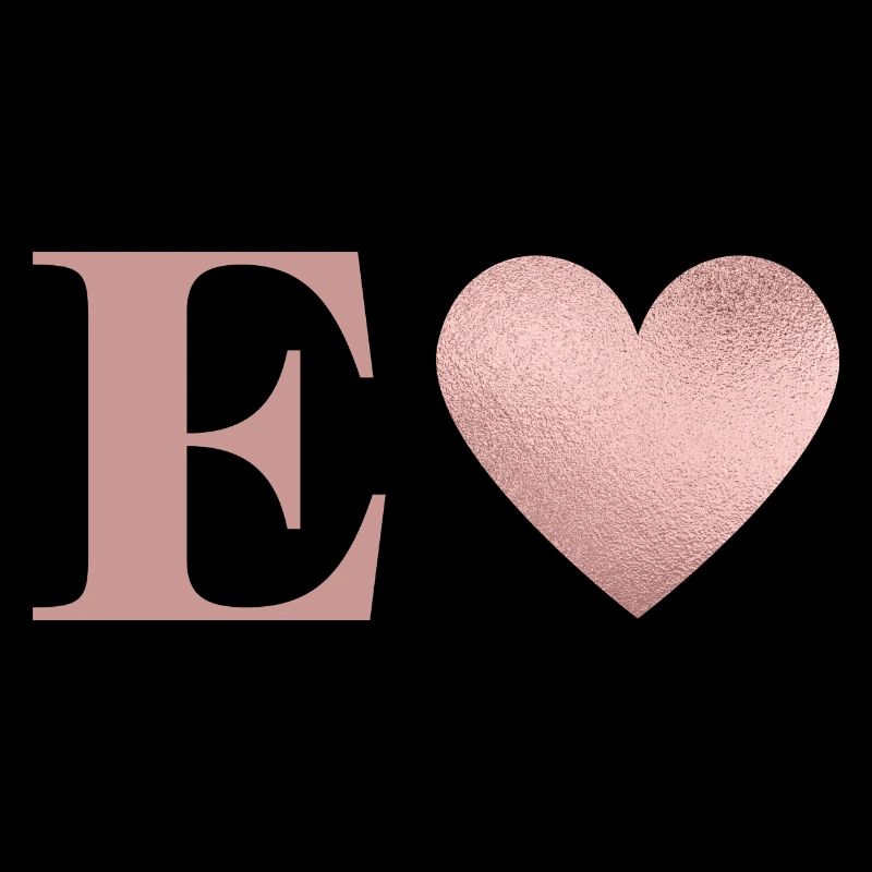 Letter e heart rose gold