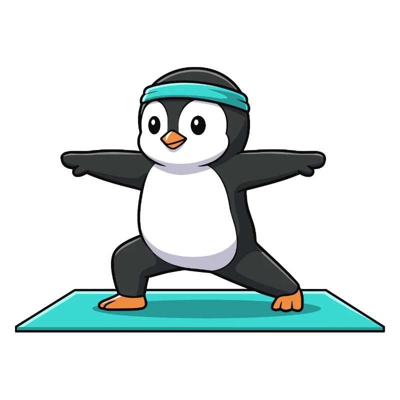Yoga Penguin Bird Doing Warrior Pose