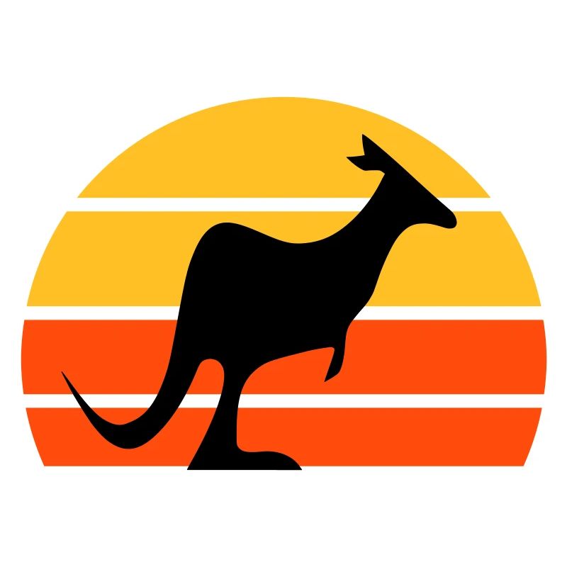 Kangaroo in front of a half-sun