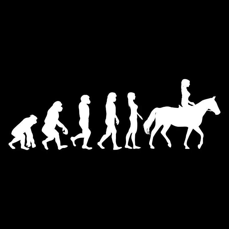 Riding horse evolution development woman funny