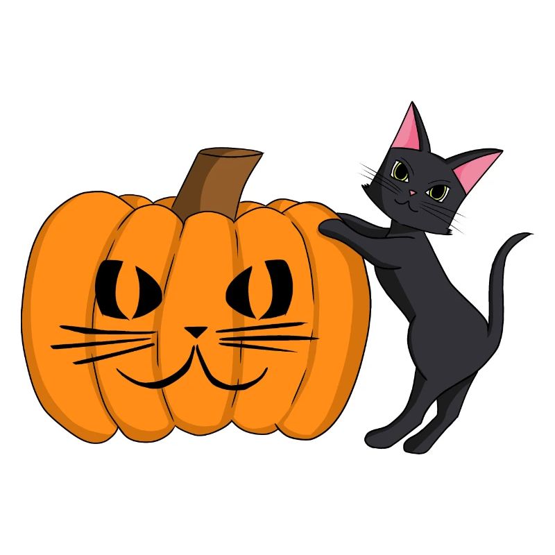 Chat noir avec grimace de citrouille