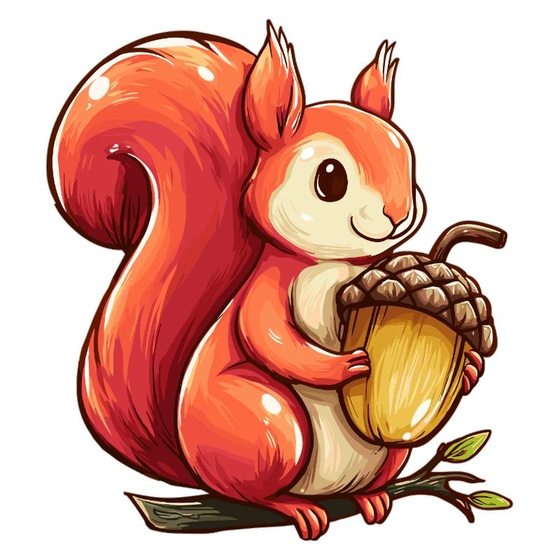 Kuscheliges Eichhörnchen mit Eichel