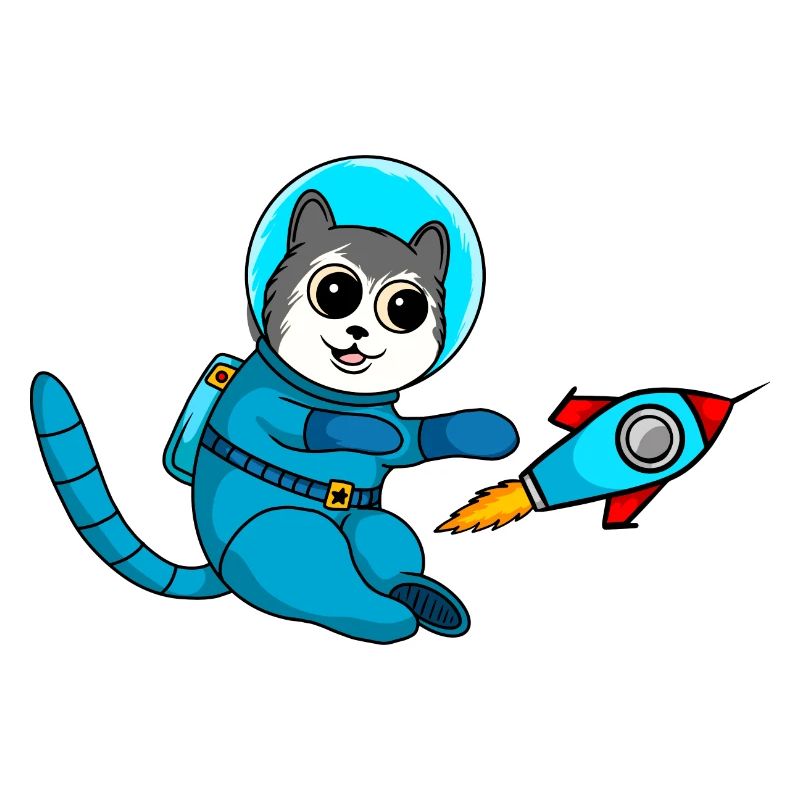 Mignon bande dessinée Chat astronaute dans l’espace