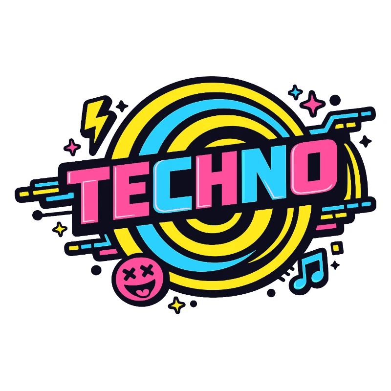 Techno Neon Retro Circle
