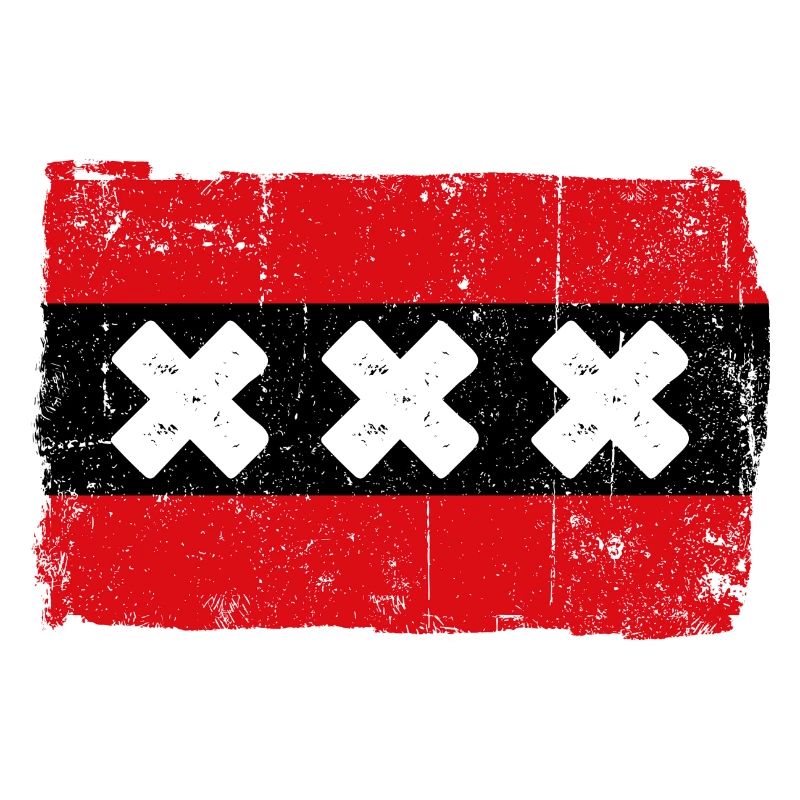 Drapeau à rayures rouges avec X blanc