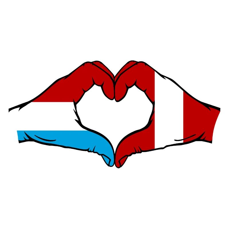 Luxembourg Pérou Drapeau Mains Coeur Forme