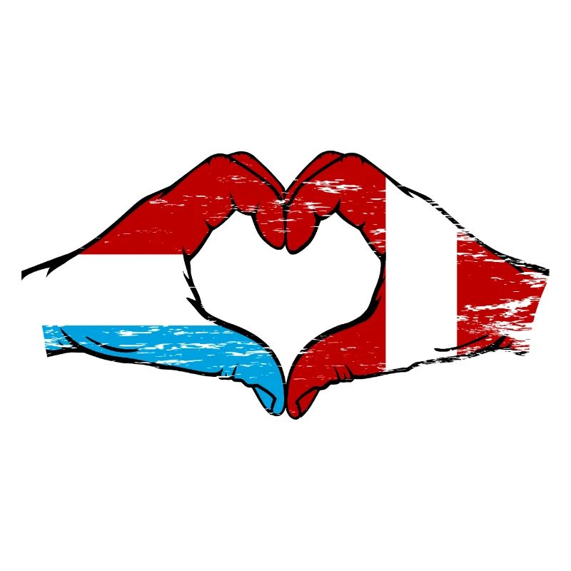 Luxembourg Pérou Drapeau Mains Coeur Forme Utilisé