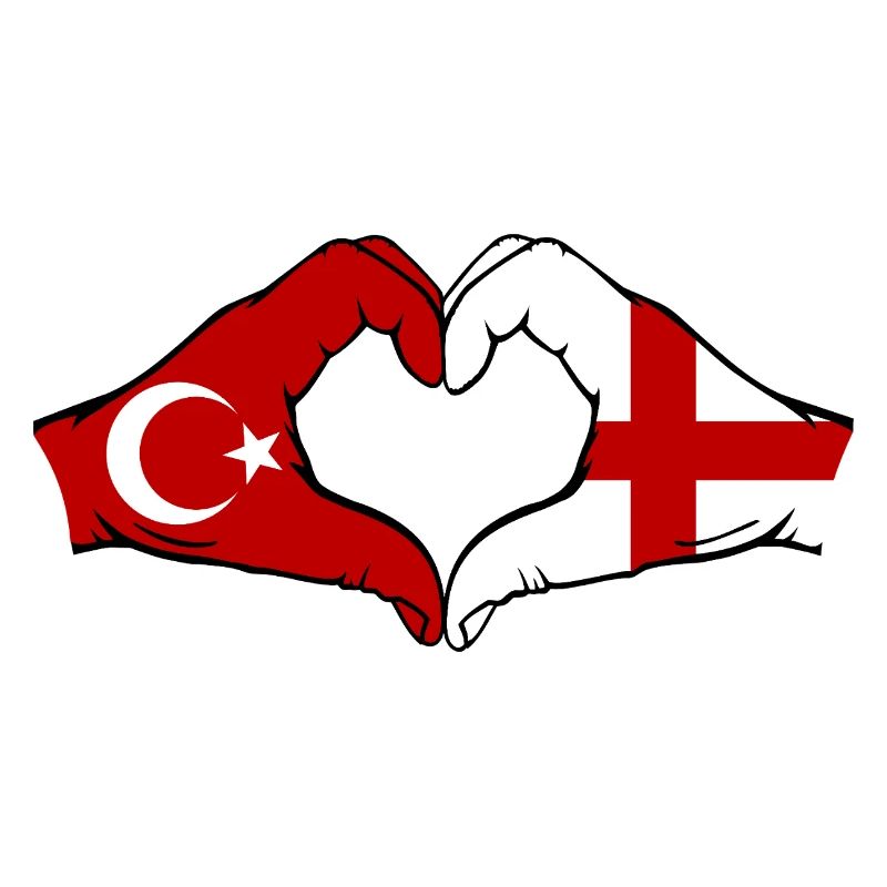 Turkey England Flag Hands Heart Shape