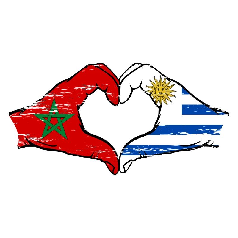 Maroc Drapeau de l’Uruguay mains forme de coeur utilisé