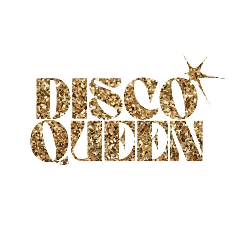 Disco Queen Glitzer Text Design