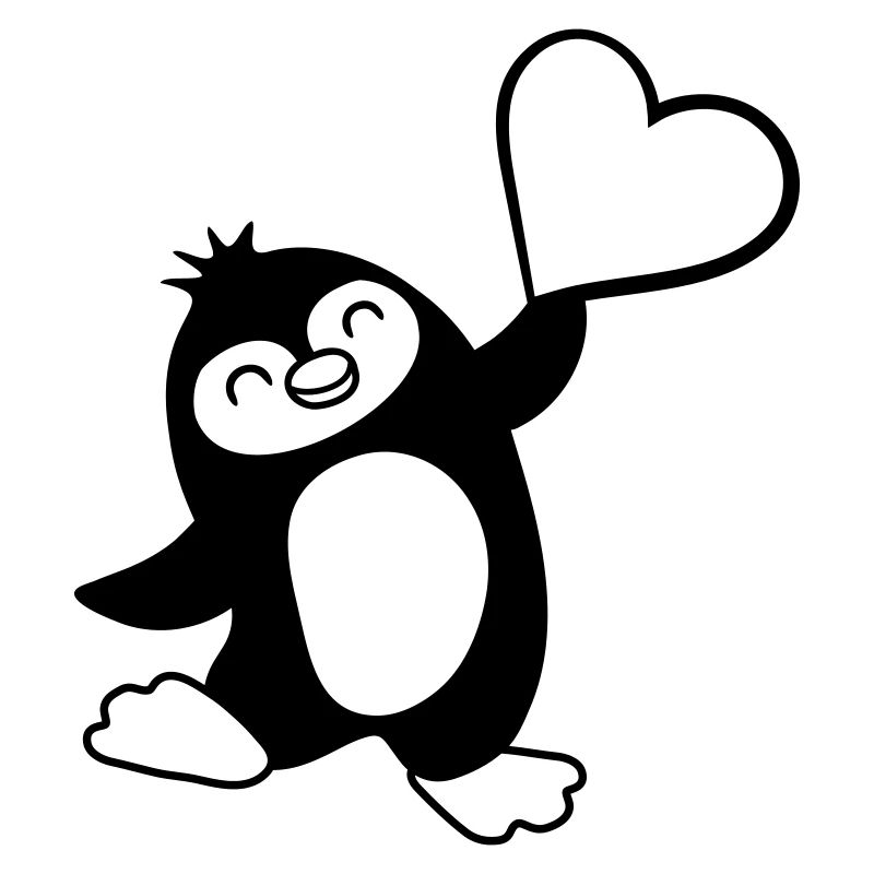 Heart-pointing friendly penguin