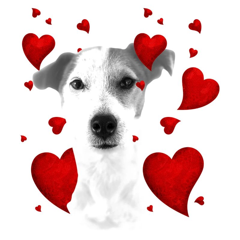 Jack Russel mit Herzen