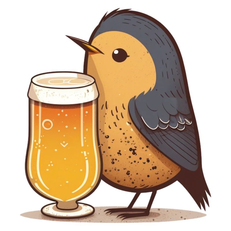 Kleiner Vogel mit Bier