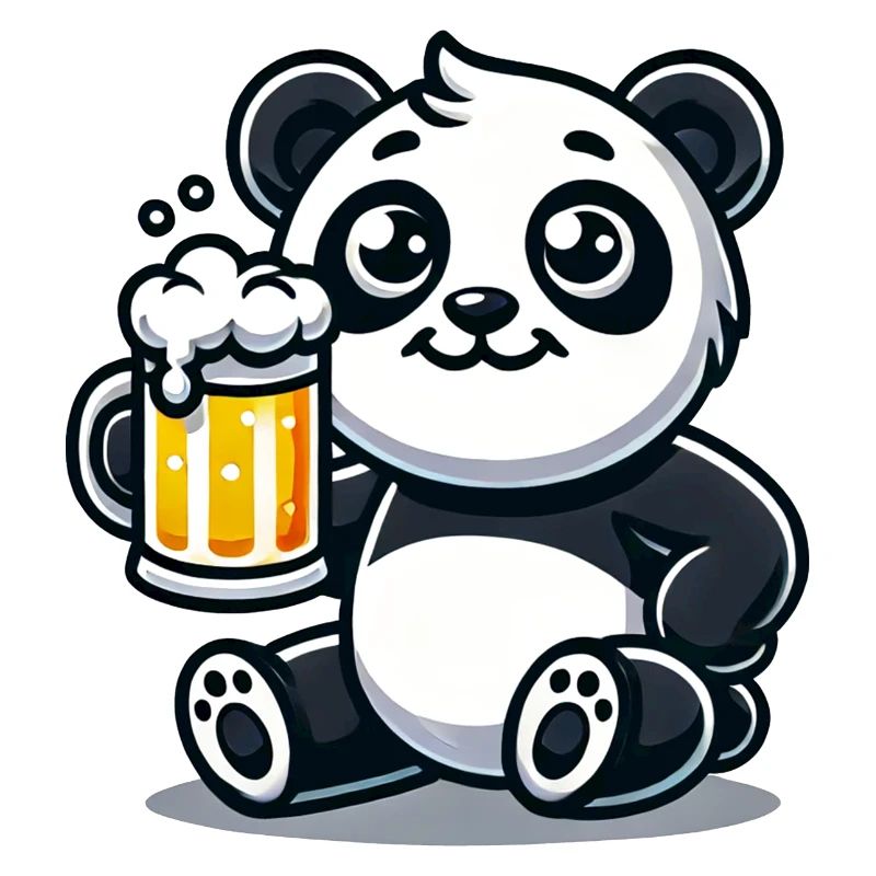 Cute Panda Drinking Beer