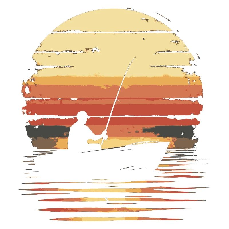 bateau de pêche pêche coucher de soleil vintage